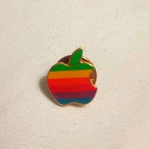 Vintage 1980's Apple Mac Computer Rainbow Logo Lapel Tie Tack Pin